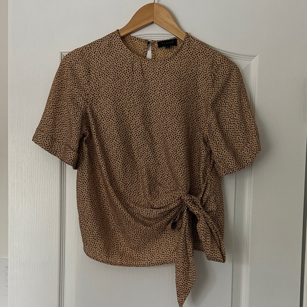 Ted Baker Tan Polka Dot Tie-Front Blouse